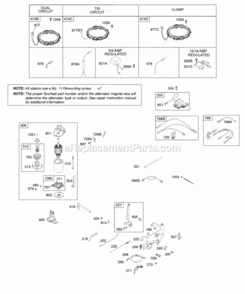 Alternator Controls Electric Starter Governor Spring Ignition Diagram and Parts List for 31H777-0202-E1  Briggs and Stratton Engine